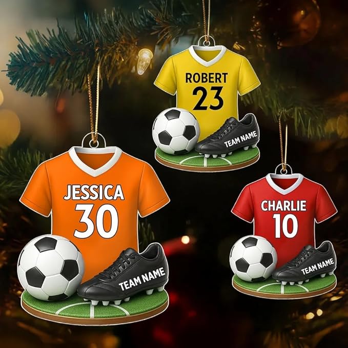 Personalized Soccer Christmas Acrylic Ornament, Soccer Ornament, Soccers Ornaments Christmas Tree Hanging Ornaments Tree Decorations, Soccers Player Uniform /3