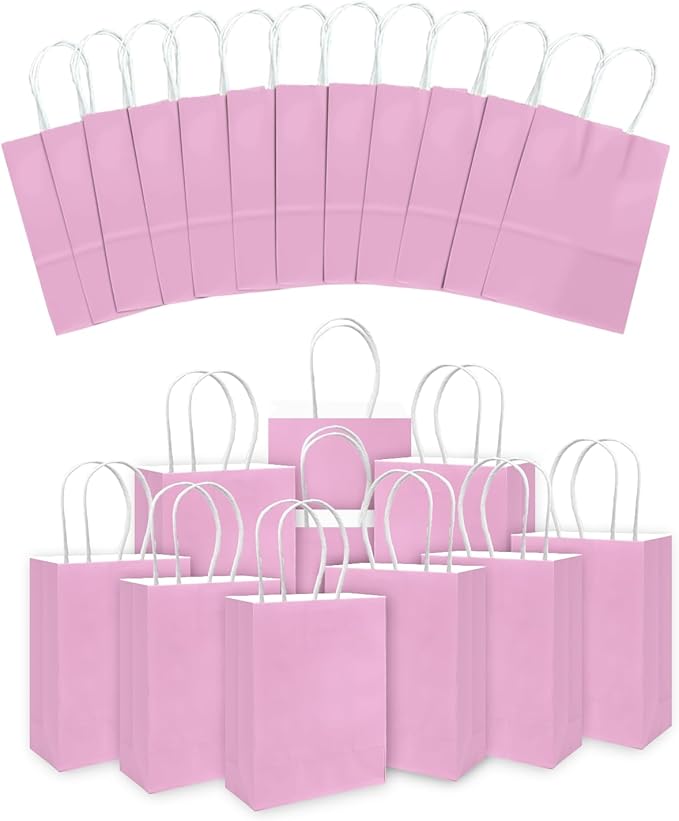 qiqee 30PCS Medium Gift Bag with Handles Bulk 11"x5"x8" Gift Bags Pink Purple Bags Multiple Uses (Medium Size)