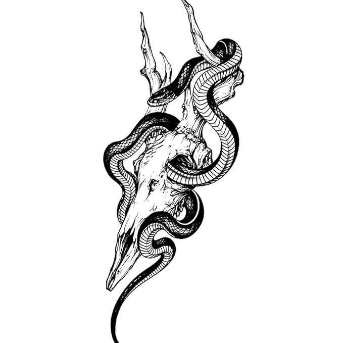 INKARTLINK Tattoo Tech, 2 Sheets Large Semi Permanent Tattoo, Adult Art Design Temporary Tattoos, Lasts 1-2 Weeks, Waterproof, Realistic Look, No Adhesive, No Reflection (Snake Design)