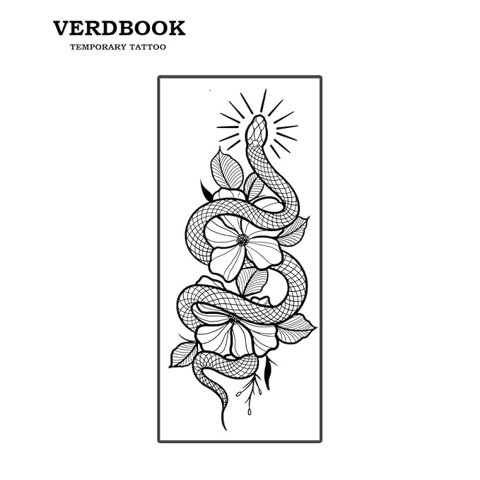 Waterproof Temporary Tattoos: 2-Sheet Tattoo Kit with Realistic Body Stickers, Semi-Permanent Tattoos for Adults Lasting 7-15 Days – Safe for Men & Women, Sacred Serpent