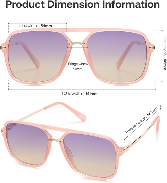 SOJOS Sunglasses for Women & Men, Square, Retro, Polarized Lens, Trendy Aviator, 90s Shades