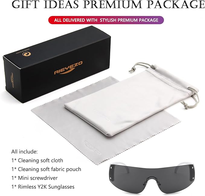 AIEYEZO Oversized Y2K Sunglasses for Women Men Trendy Retro Wrap Around Big Shield Sun Glasses