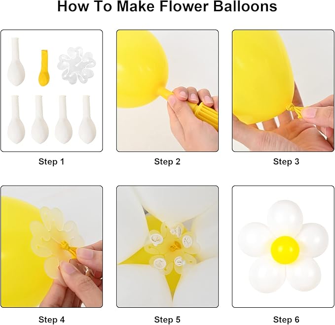 16 Set Daisy Flower Balloons DIY Kit,Multicolor Latex Balloon Flower Balloons Party Decorations for Birthday Baby Shower Wedding Anniversary Groovy Fairy Retro Hippie Theme Decor