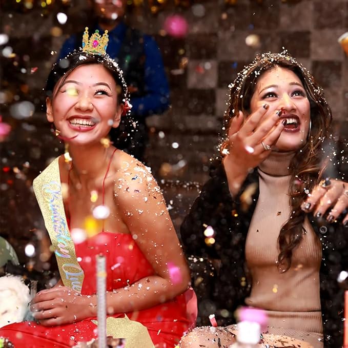 Birthday Queen Sash for Women Tiara & Crowns Headbands for Girls Happy Birthday Party Accessories Favor Supllies Leona Gold Pink, 2 Pack