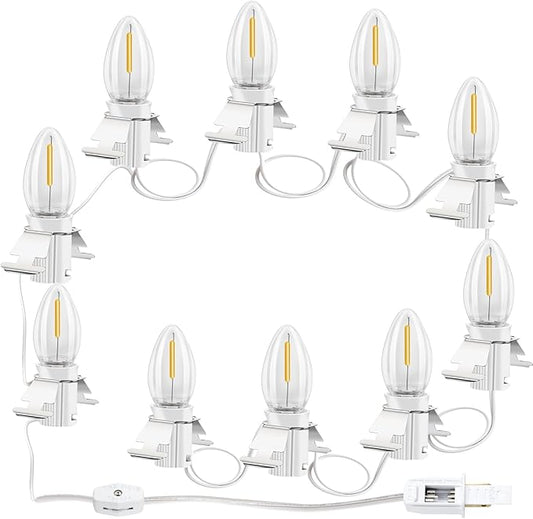 LaWana Christmas Village Lights with 10 LED Warm-White Bulb, C7 Light Cord, Decoration for Christmas Village Houses and Halloween Holiday