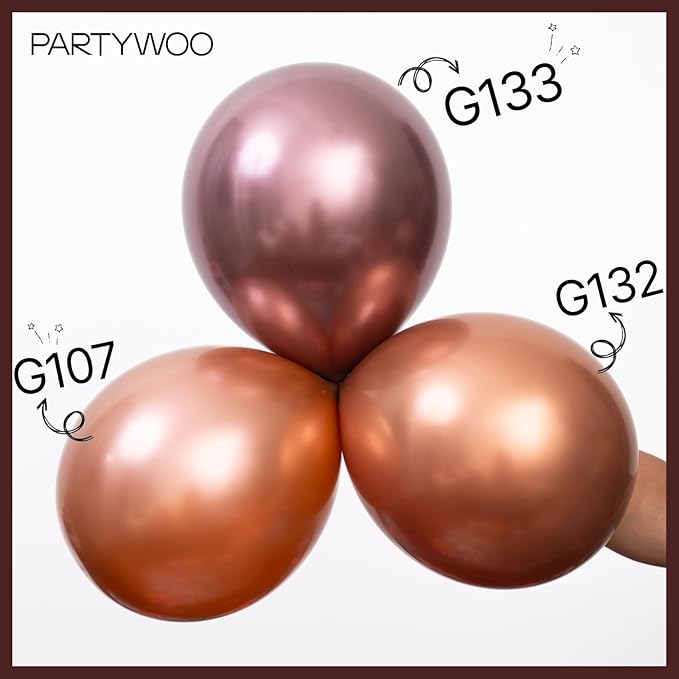 PartyWoo Copper Balloons 50pcs 12 Inch Bronze Metallic Brown Latex Helium Balloons for Graduation Boy Baby Shower Gender Reveal Bride Shower Wedding Anniversary Birthday Party Decorations Brown-G133