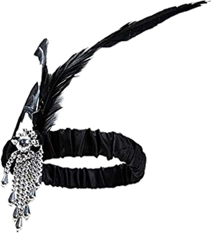 DRESHOW 1920s Great Gatsby Accessories for Women Flapper Headpiece Headband Gloves Costume Harlem Nights Accessories Set