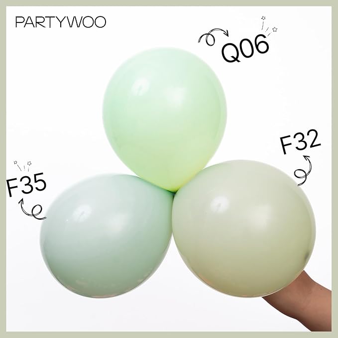 PartyWoo Sage Green Balloons 100pcs 12 Inch Boho Dusty Olive Green Latex Balloons for Birthday Baby Shower Graduation Engagement Wedding Dinosaur Jungle Golf Football Theme Party Decorations Green-F32