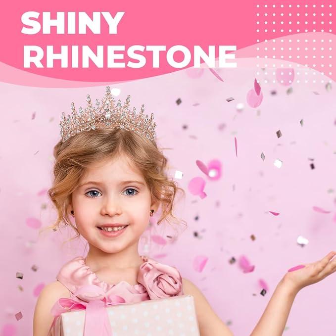 Birthday Tiara Crown with Sash for Women, Headband Hair Accessories for Wedding Party Costume Rose