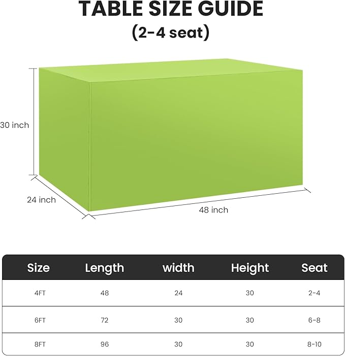 2 Pack Fitted Tablecloth for 4 Foot Rectangle 48 x 24 Inch Apple Green Table Covers Water Resistant Polyester Cloth for Folding, Parties,Display, Trade Show (Apple Green)