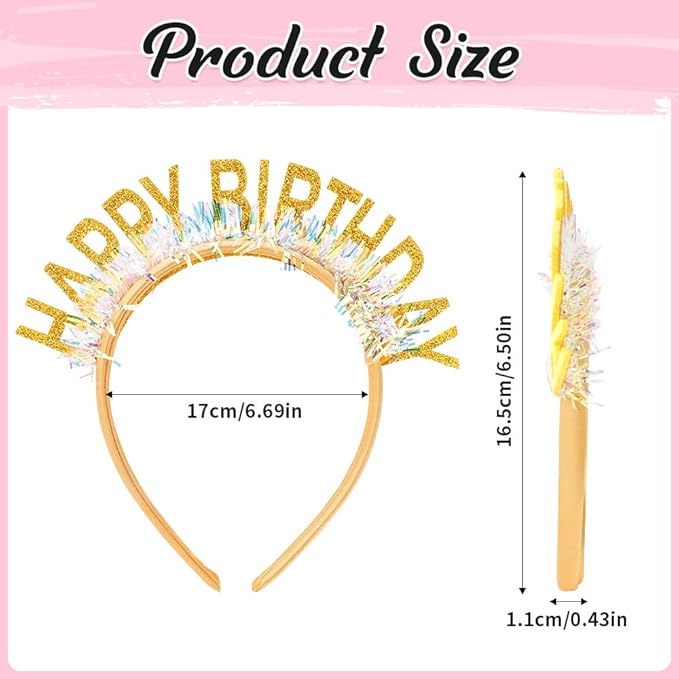 Birthday Headband Tiara, Happy Birthday Headband Tiara Accessories for Women, Gold Tiaras Crown Accessories Decorations Party Favors for Girl Princess