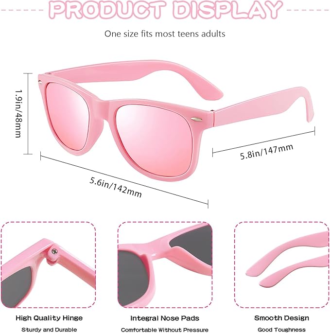 Pibupibu 10/20 Pack Neon Sunglasses for Women Men Bulk, Wholesale 80s Retro Colorful Mirrored Party Glasses Adult Unisex