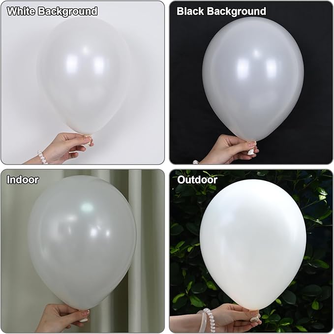 Pearl White Balloons Arch Double-Stuffed White Balloons Garland Ivory Balloon Different Sizes 18/12/10/5inch 61pcs Cream Beige Latex Balloons for Wedding Bridal Birthday Anniversary Decorations
