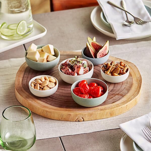 14 Inch Round Live Edge Acacia Wood Serving Board, Brown, Hand Wash Only, for Charcuterie and Appetizers