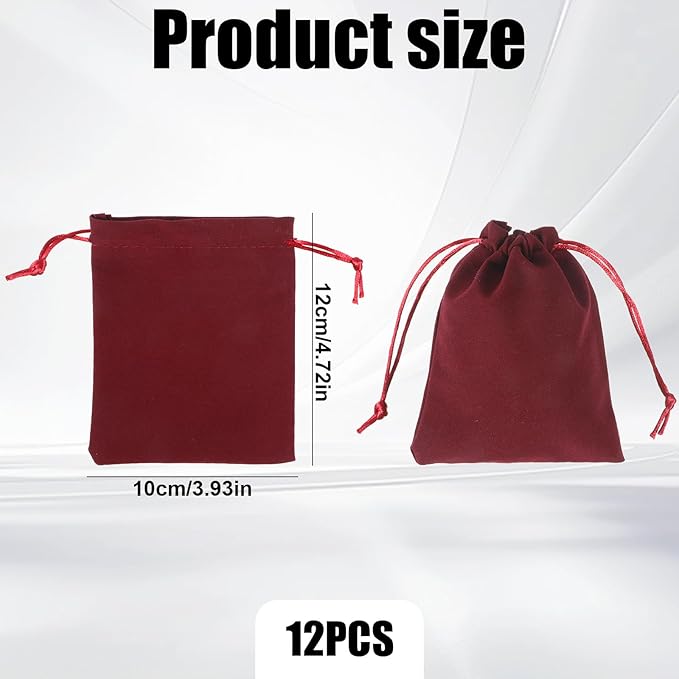 Bruislard Velvet Jewelry Pouches, 12Pcs 3x4 Inches Gift Pouches Jewelry Candy Dice Gift Bags Small Velvet Bags for Storage Wedding Party Favor Christmas