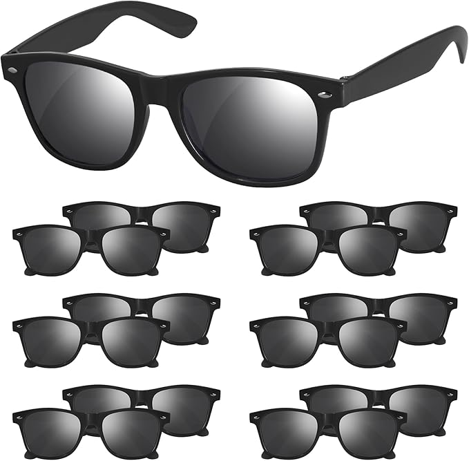 Black Sunglasses Party Favors - 12 Pack Sunglasses Bulk for Wedding Graduation Birthday Pool Beach Party Supplies