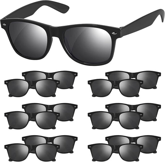 Black Sunglasses Party Favors - 12 Pack Sunglasses Bulk for Wedding Graduation Birthday Pool Beach Party Supplies