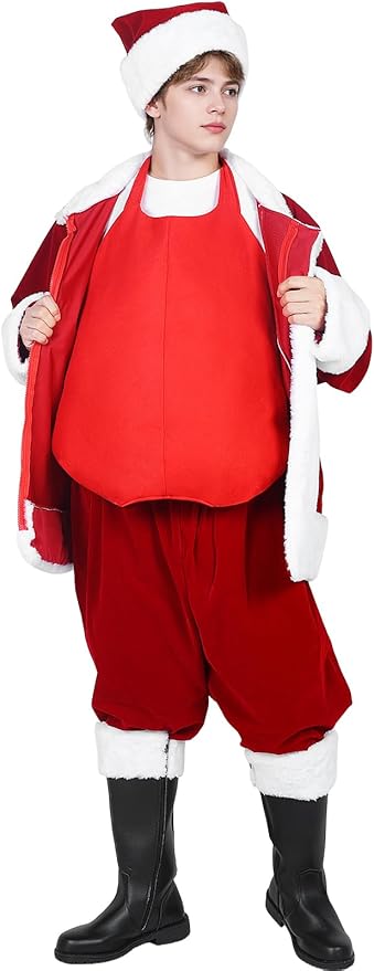 Santa Claus Fake Belly Padded Tummy - Men's Unisex Costume Prop for Christmas Halloween Cosplay Accessory Plus Size Stomach
