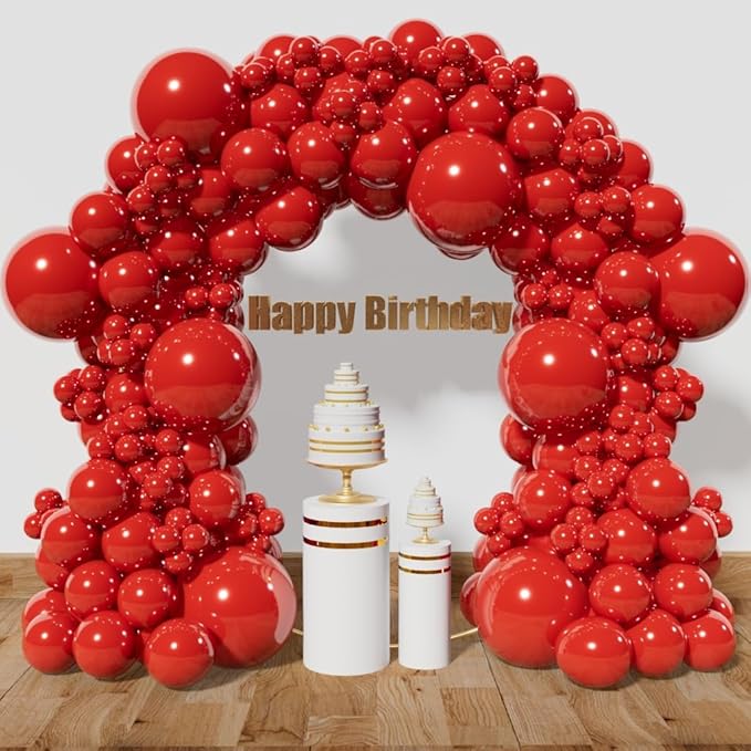 KAWKALSH Red Balloon Arch Kit 111Pcs 18 12 5 Inch Different Sizes Latex Balloons Garland for Birthday Graduation Bachelorette Cherry Casino Movie Theme Party Decorations