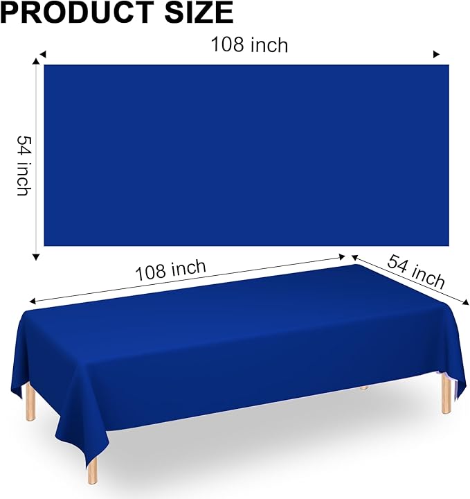 WNINK 6 Pack Royal Blue Tablecloths Disposable Table Covers 54" x 108" Table Cloths for BBQ Birthday Picnic Bridal Shower Wedding Plastic Table Cloths for Parties Fits 6 to 8 Foot Rectangle Tables