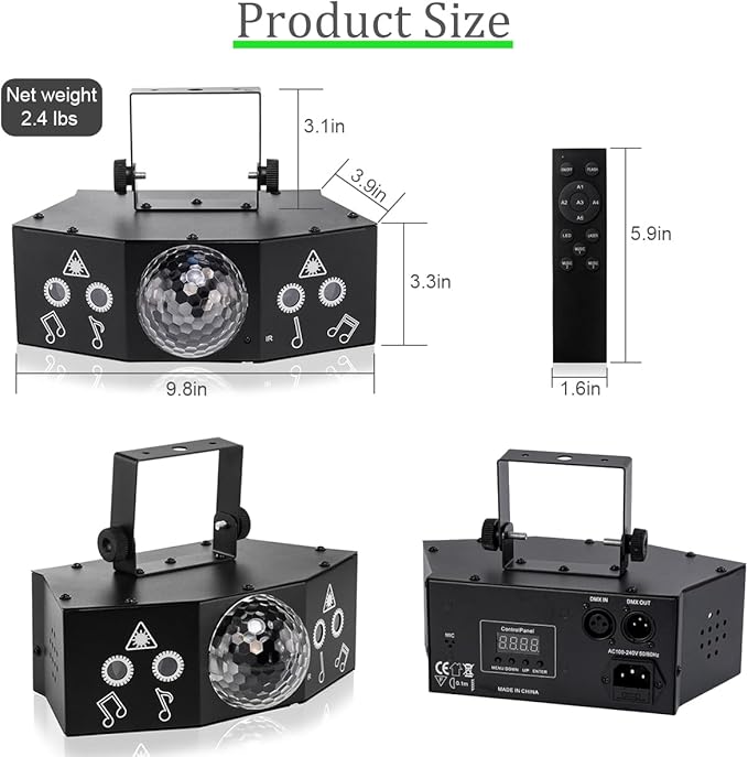 Dj Party Disco Ball Light Support DMX512 and Sound Activated, BUCLHOZ LED Stage Strobe Lighting for Parties Indoor Dance Floor Birthday Rave Bar Karaoke KTV Xmas Christmas Wedding Show Club