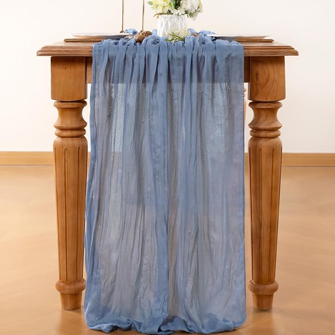 Dusty Blue Table Runner Cheesecloth Table Runner 4 Pack 10FT Farmhouse Table Runners 120 Inches Fall Table Decor Dining Room Centerpiece Wedding Boho Baby Shower Birthday
