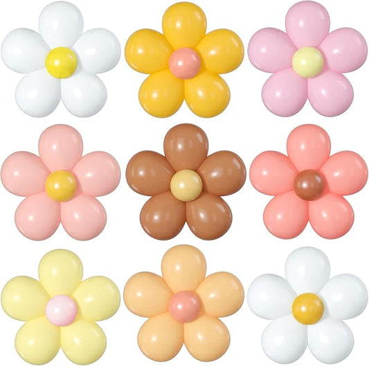 16 Set Daisy Flower Balloons DIY Kit,Multicolor Latex Balloon Flower Balloons Party Decorations for Birthday Baby Shower Wedding Anniversary Groovy Fairy Retro Hippie Theme Decor