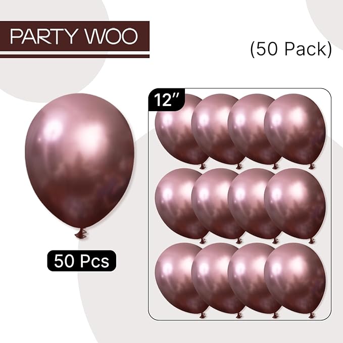 PartyWoo Copper Balloons 50pcs 12 Inch Bronze Metallic Brown Latex Helium Balloons for Graduation Boy Baby Shower Gender Reveal Bride Shower Wedding Anniversary Birthday Party Decorations Brown-G133