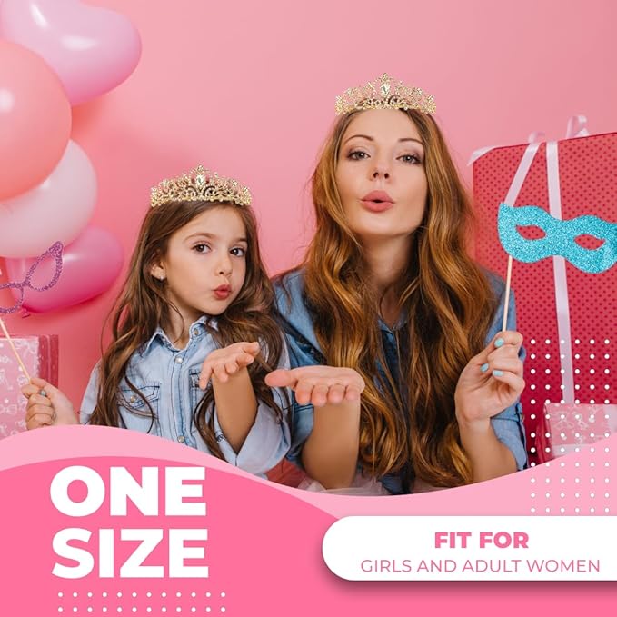 Birthday Crown Tiara with sash for Women, Headband Hair Accessories for Birthday Party