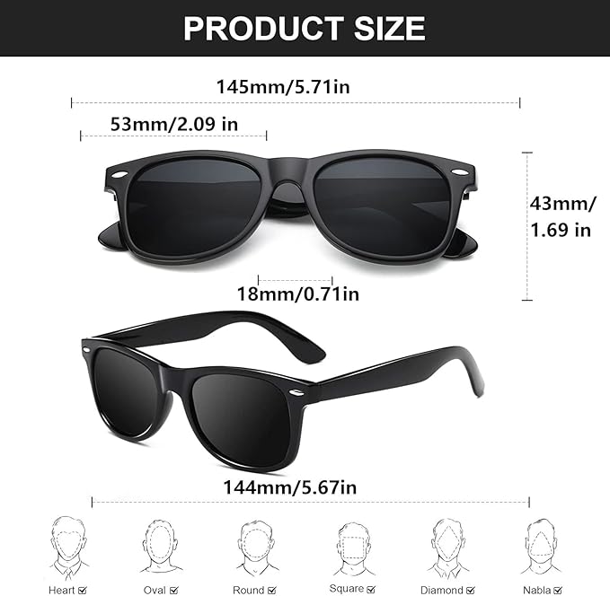 Fsmiling Black Sunglasses Bulk Adult Party Sunglasses 80s Sunglasses Pack for Men Women Party Favors -10Pack