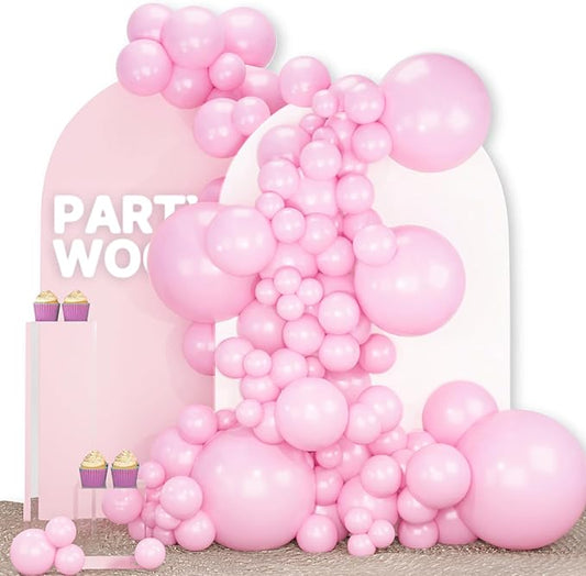 PartyWoo Baby Pink Balloons 100 pcs Different Sizes of 18 12 10 5 Inch Pastel Pale Light Pink Balloons Arch Kit Garland for Baby Shower Gender Reveal Birthday Princess Party Decorations Pink-Q05