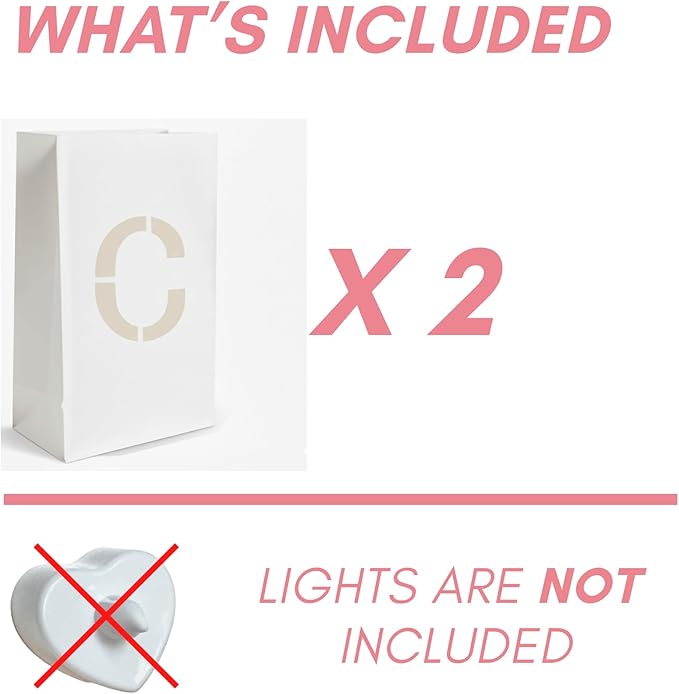 C Light Up Letter - Luminary Bags Perfect for Personalized Happy Birthday Banner, Proposal Decorations, Engagement Party Decorations and Congratulations Banner for Your Loved One