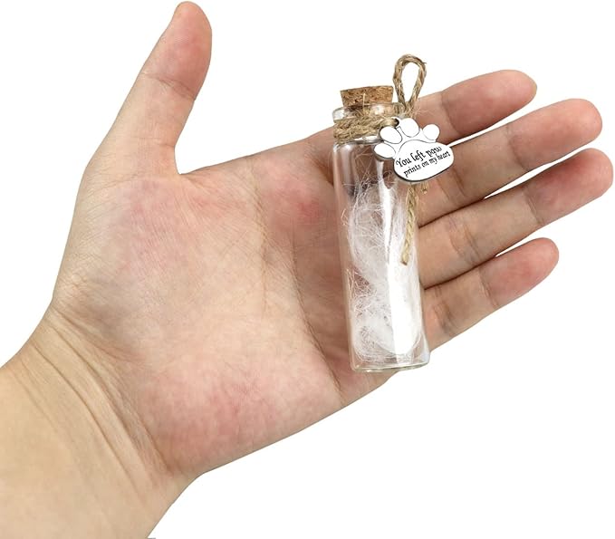 Pet Hair Memorial Bottle,Glass Vial for Ashes Or Hair Dog Or Cat Keepsake Pet Loss Gift (2pcs Bottle)