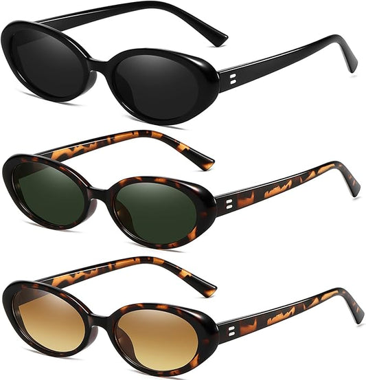Retro Oval Sunglasses for Women Men Fashion Small Oval Sunglasses 90s Vintage Shades