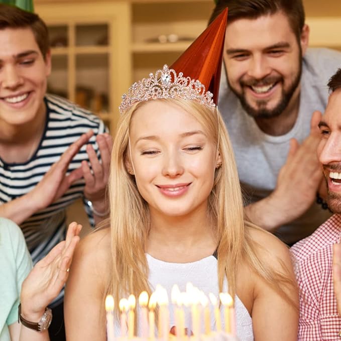 AOPRIE Birthday Crown and Queen Sash - Rose Gold Tiara for Women, Princess Crown With Rhinestone - Happy Birthday Accessories Party Favor