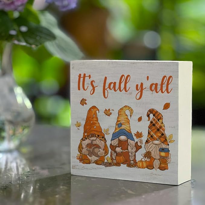 Fall Theme Sign Retro Farmhouse Fall Artwork Decor Autumn Harvest Thanksgiving Wooden Sign, Rustic Wood Maples Decorations for Indoor Outdoor Home Office Supplies (It's Fall Yall)