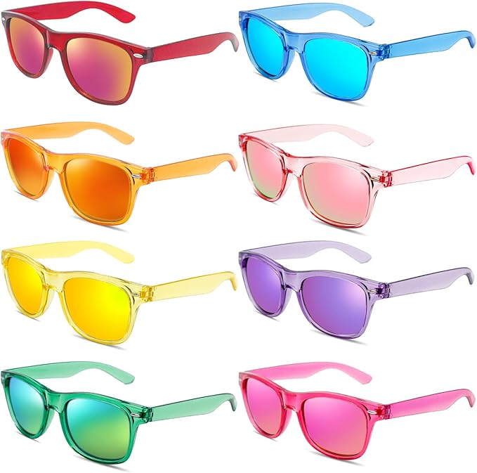 Pibupibu Neon Colors Party Favor Supplies Unisex Sunglasses Pack of 8