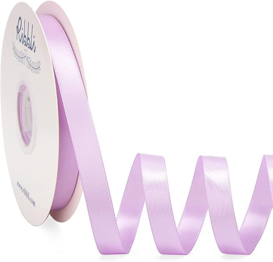 Ribbli Lavender Satin Ribbon Double Faced Satin 1/2 inch x Continuous 50 Yards-Light Orchid Purple Ribbon for Gift Wrapping Crafts Wedding Decoration Bows Bouquet Floral Arrangement