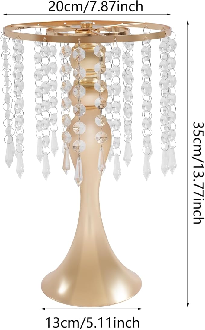 Wedding Centerpieces Gold Vases,10PCS Metal Flower Candle Holder with Sparkling Crystal Beads,Crystal Flower Vase Metal Flowers Stand for Party Tables Decorations