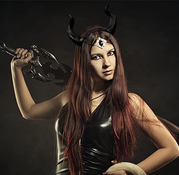 L'VOW Gothic Maleficent Horns Headband Headpiece Maleficent Ears Headdress Halloween Cosplay Costume Accessories