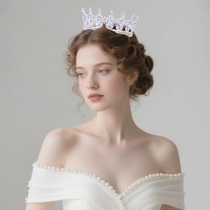 Silver Crown for Women Crystal Tiara and Queen Crown for Girl Wedding Headband for Bride Hair Accessories for Costume Birthday Party Cake Decoration Prom