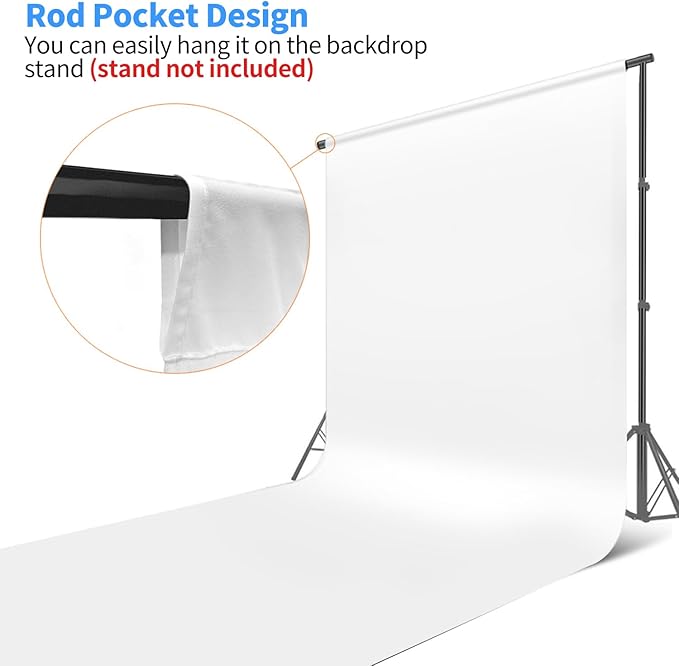 HEMMOTOP White Photo Backdrop Background, 10x20 ft White Screen for Photography, Seamless Photography Backdrops Backgrounds for Photo Video Recording (Backdrop only)