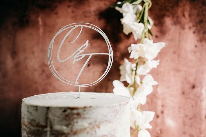 Custom Cursive Wedding Personalized Acrylic and Wood Cake Topper, Modern Handwriting, Cake Topper, Birthday Topper, Rustic Elegant Cake Toppers