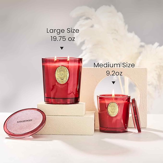 M&SENSE Natural Soy Candle | Wild Rose & Red | 9.2 oz, 50H Burn Time | Luxury Scented Candle for Relaxation, Gifting, Home Décor | Ideal for Bedroom, Office, Party Ambiance