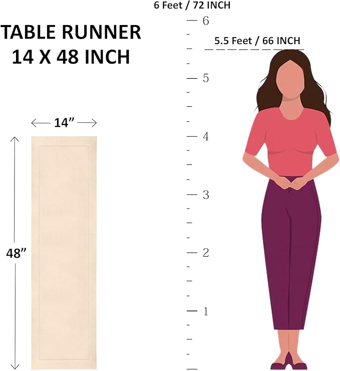 Solino Home Linen Plaid Table Runner 48 Inches - 100% Pure Linen Fall Harvest Short Table Runner 14 x 48 Inch Ideal for Dresser and Coffee Tables - Thanksgiving, Holiday