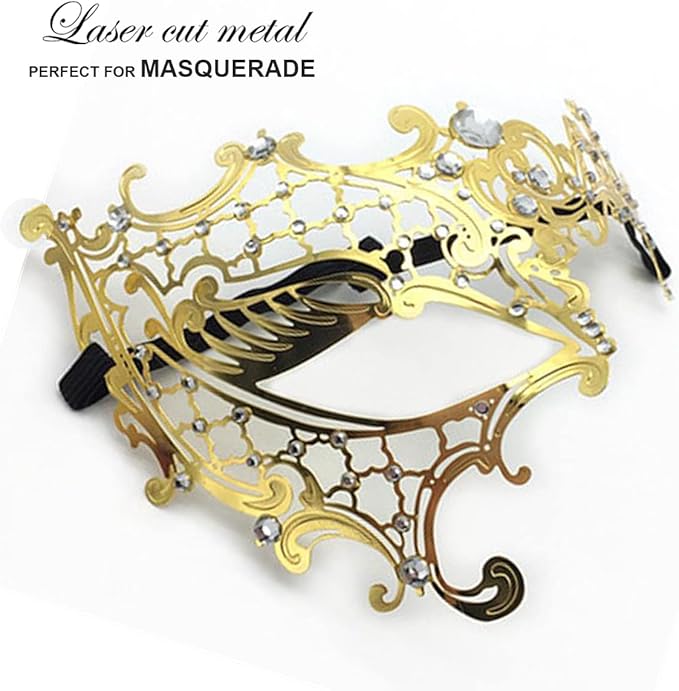 Masquerade Mask for Women Shiny Laser Cut Metal Rhinestone Mask Party Porm Ball Mask