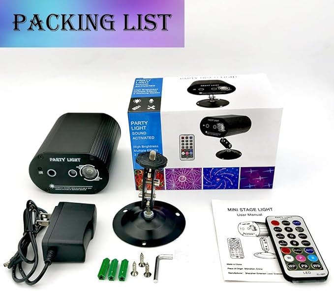 Party Lights Dj Disco Lights,Lamp Sets Strobe Stage Light Sound Activated Laser Light Stage Projector with Remote Control for Gift Parties Decorations Christmas Halloween Club Karaoke KTV Bar
