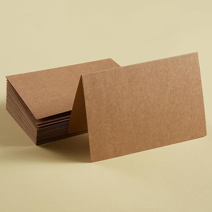 50 Pack Blank Cards Folded Cardstock Thank You Blank Greeting Cards for Invitations, Wedding, Greeting Cards, All Occasion DIY (Brown, 5x7)