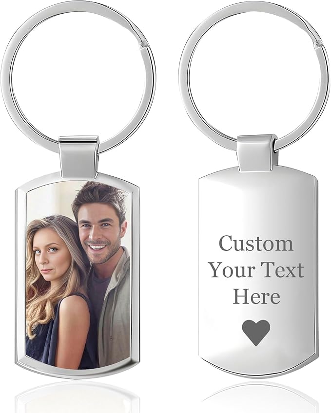Customized Double Sided Keychain - Personalized Engraved Text/Number/Name Keychain, Custom Key chain Gift for Boyfriend