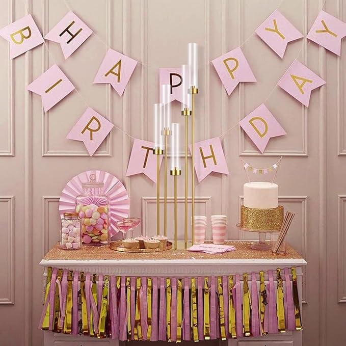 39.4'' Tall Gold Floor Candelabra，Set of 8PCS 5 Arm Candle Holder Tall Floor Candle Holder with Acrylic Lampshade for Wedding Table Birthday Party Home Decoration Fit LED Taper Candles